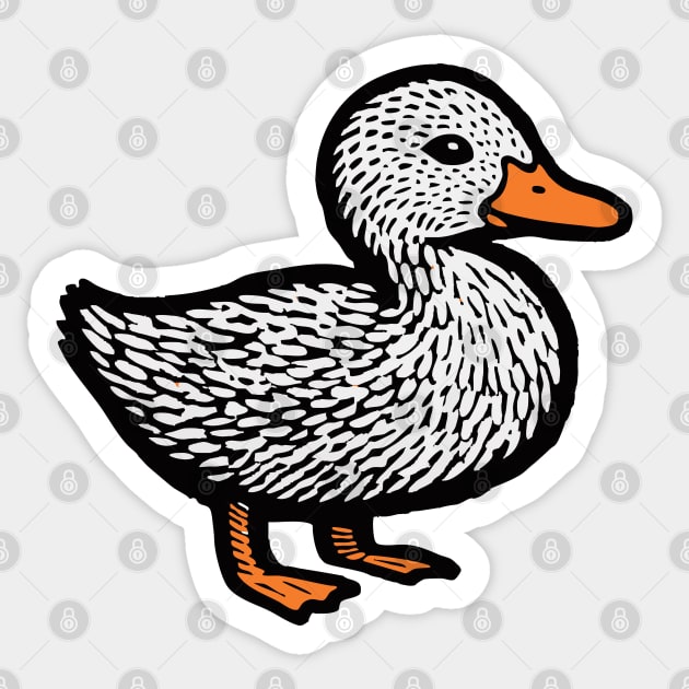 Classic Duckling Woodcut Art for Farm Animal Nursery Theme Sticker by TuncGK